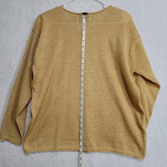 VTG Shenanigans Women's Gold Long Sleeve Button Front Sweater Cardigan Size M - Picture 11 of 14